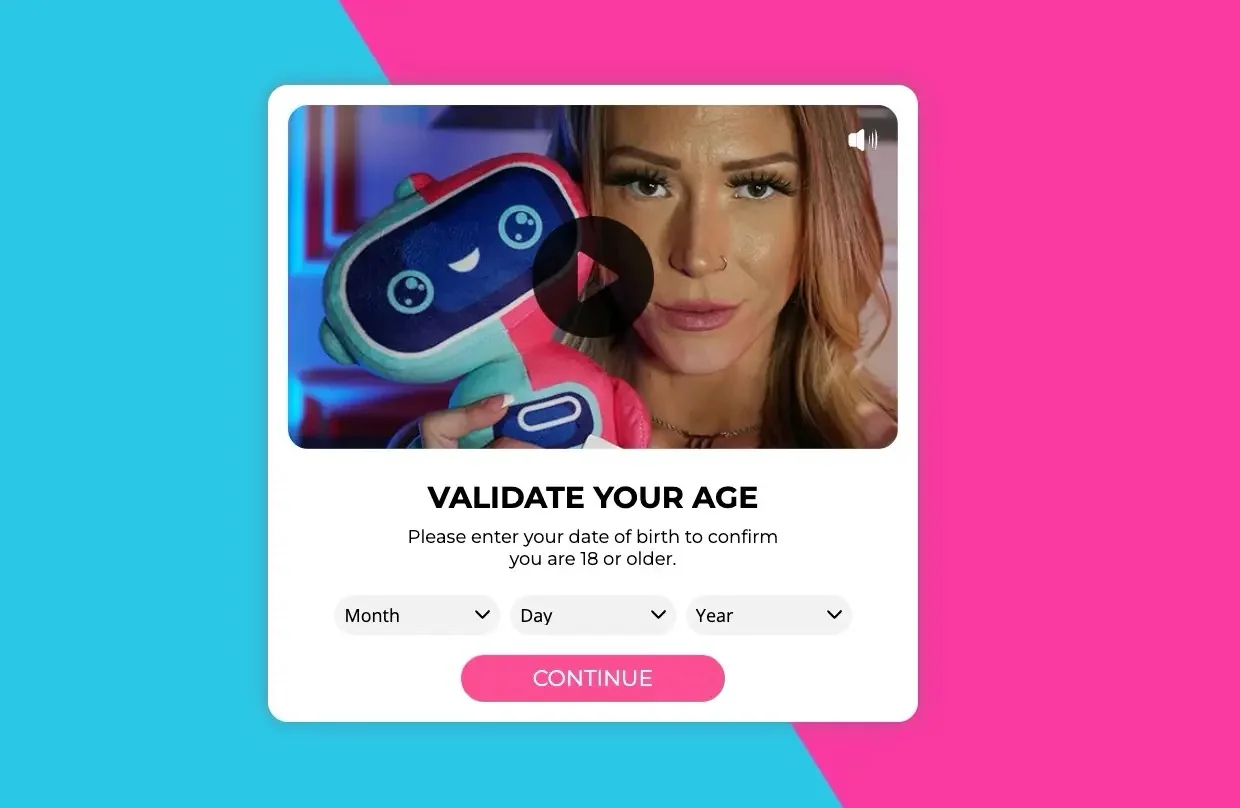 Jerkmate age verification screen — click to start the matching quiz