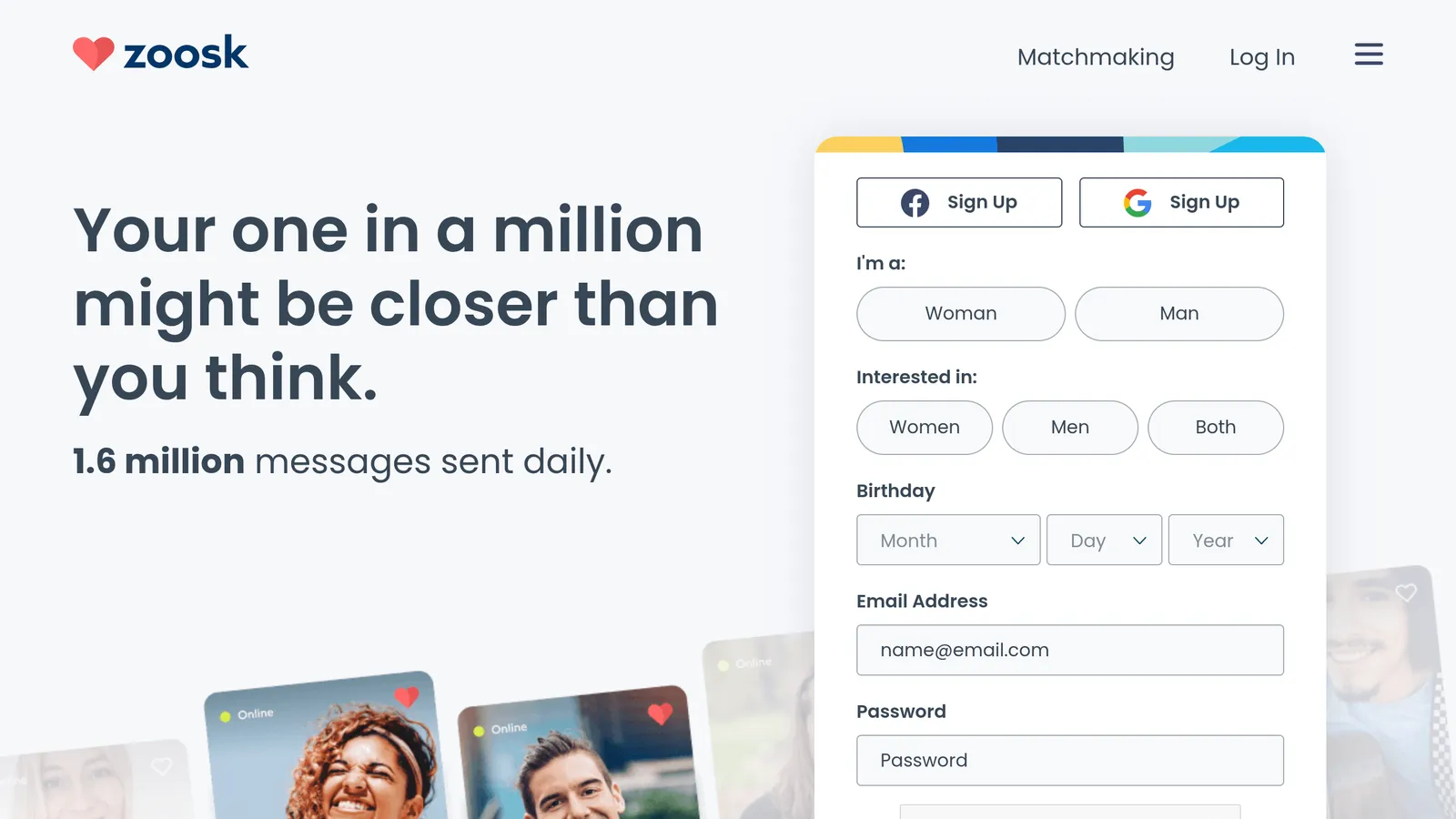 Zoosk product screenshot
